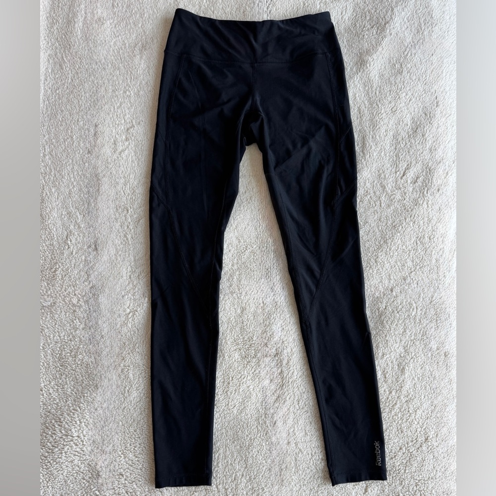 Reebok Jet Black Performance Workout Yoga Leggings | Size Extra Small